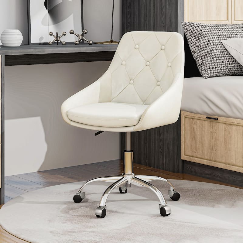 Modern Adjustable Height Velvet Dining Chair with Wheels Set of 1.