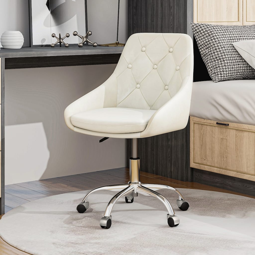 Modern Adjustable Height Velvet Dining Chair with Wheels Set of 1.