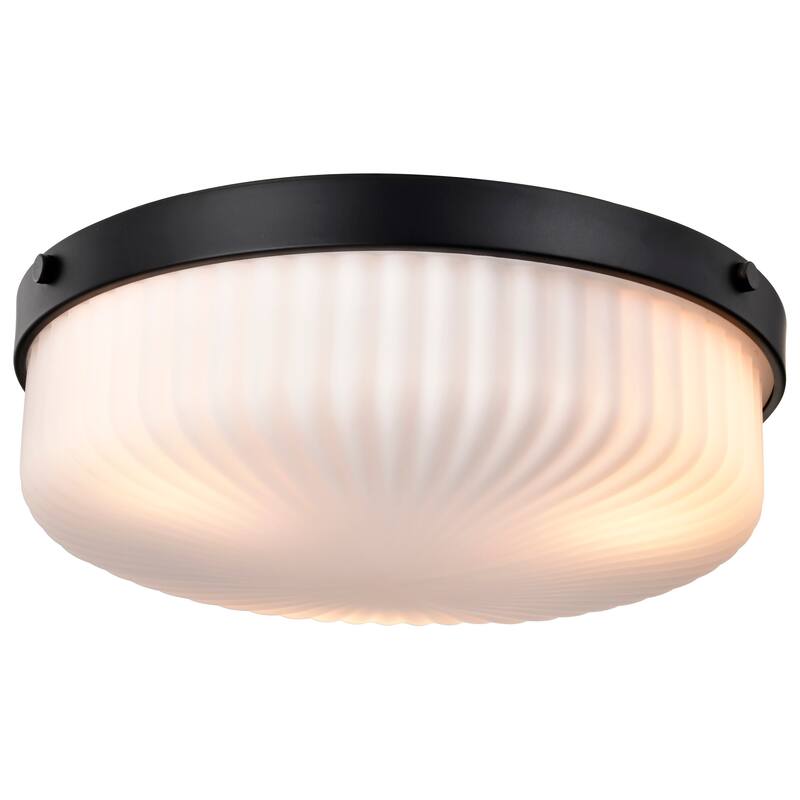 Solara Flush Mount Matte Black Finish Frosted Ribbed Glass - Matte Black