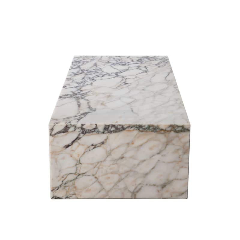 Rey Cocktail Coffee Table, 48 Inch Rectangular Natural Viola Marble Body