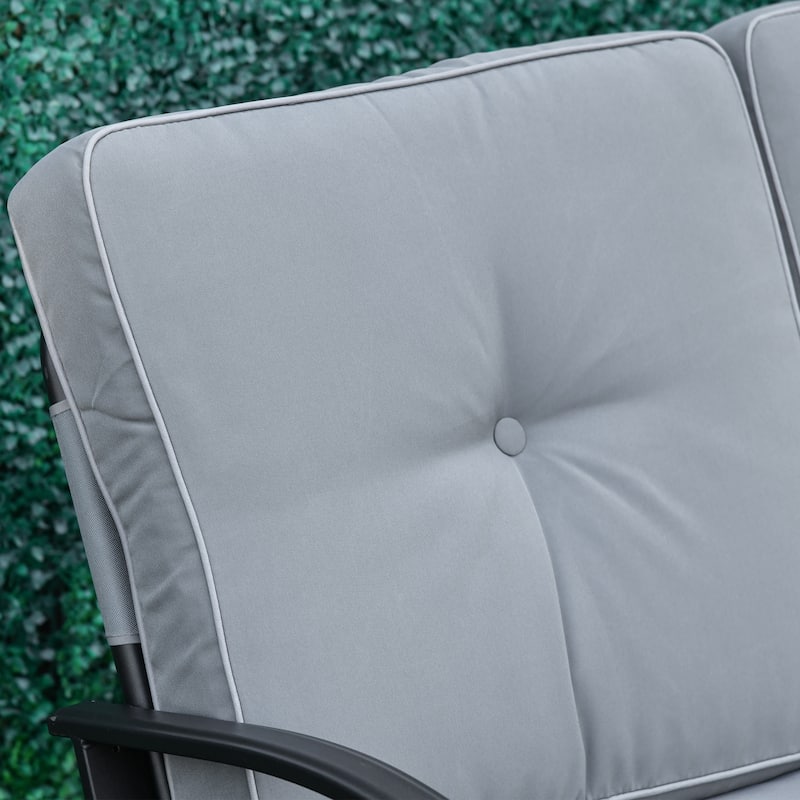 Outsunny Outdoor 2-Person Glider Rocking Chair with Cushions and Armrest for Backyard Garden