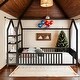 preview thumbnail 1 of 10, House-Shaped Full Size Metal House Bed with Fence-shaped Guardrail and Detachable Storage Shelves For Home Black