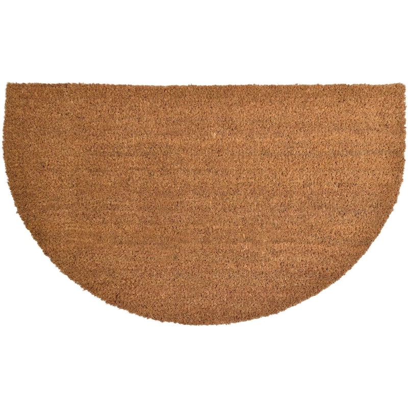 Sheltered Half Round Front Door Mat Braided Coir Coco Rubber Rug - 30 L X 18 W x 5/8 H - Natural