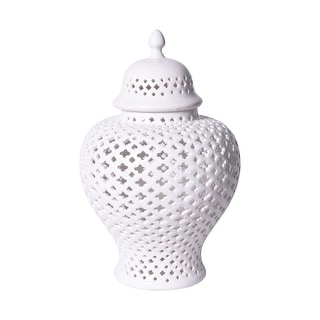 Handmade Medium Lattice Ginger Decorative Jar with Lid