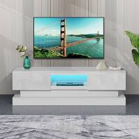 Modern TV Stand with LED Lights and Two Drawers - Bed Bath & Beyond ...
