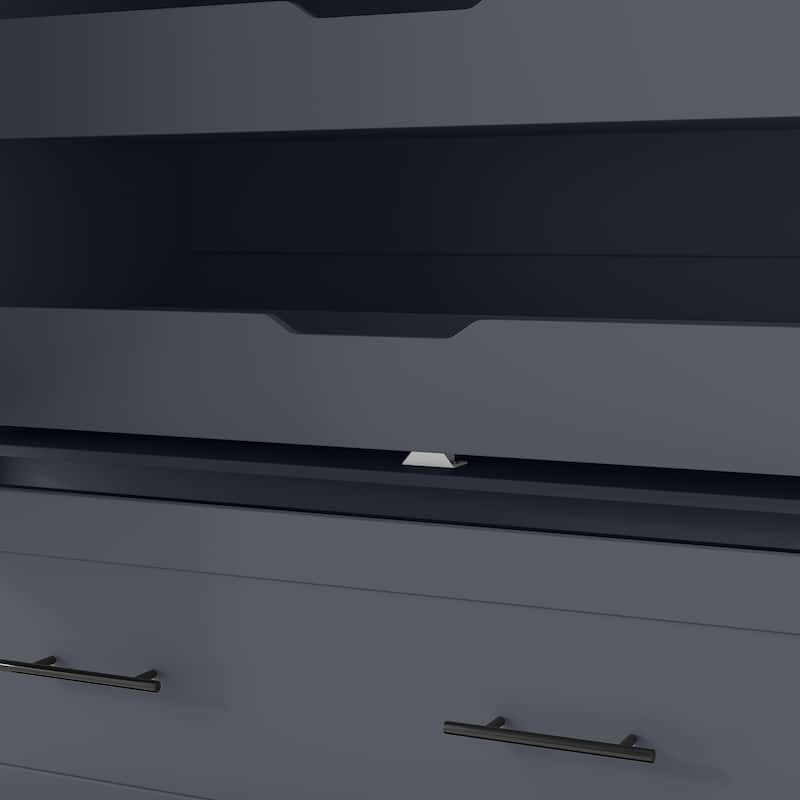 Farmhouse Kitchen Pantry, 40"W - 4-Door Freestanding Cabinet with Pull-Out Trays, Drawers & Pan Storag