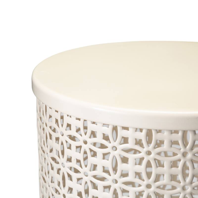 Glitzhome Set of 2 19.25"H & 16.5"H Multi-functional Metal Outdoor Table Garden Stool