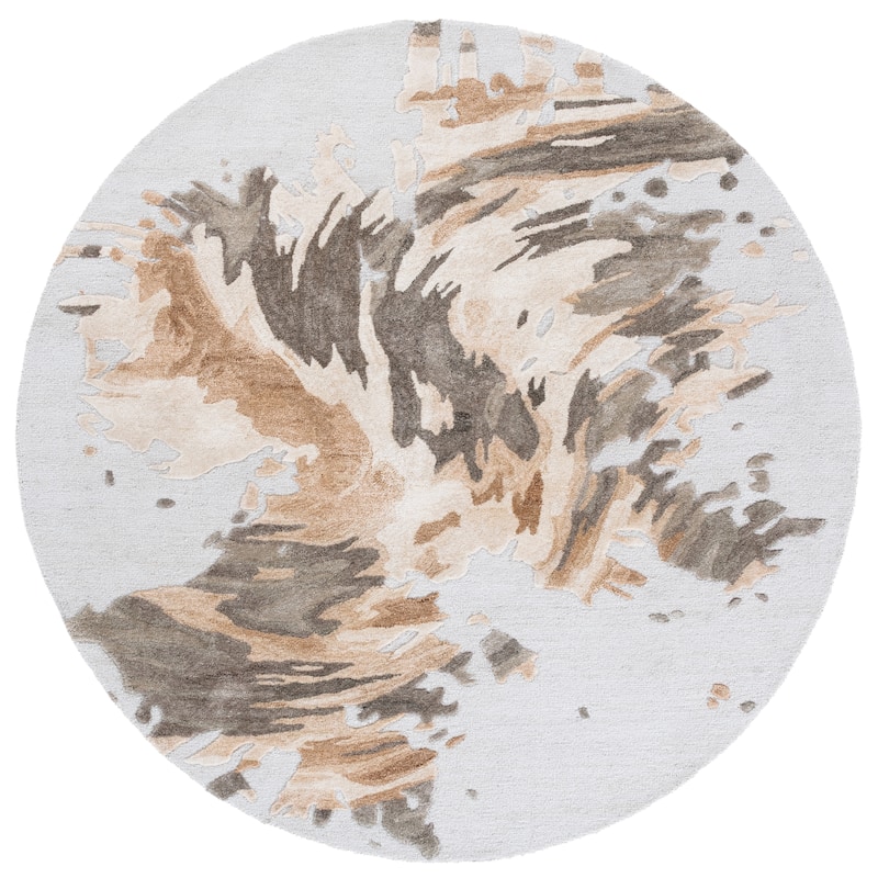 SAFAVIEH Handmade Fifth Avenue Anneros Mid-Century Modern Wool Rug - 6' Round - Beige/Taupe