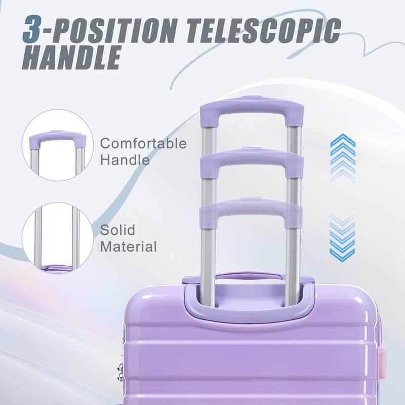 3-Piece, Modern Luggage Sets, Gradient Luggage with Combination Lock and 4 Swivel Wheels, for Boarding Travel, Pink Purple