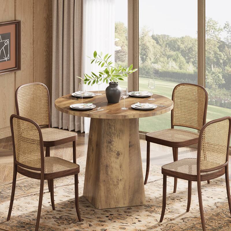 31.5-Inch Round Dining Room Table for 2-4, Farmhouse Small Kitchen Dinner Table