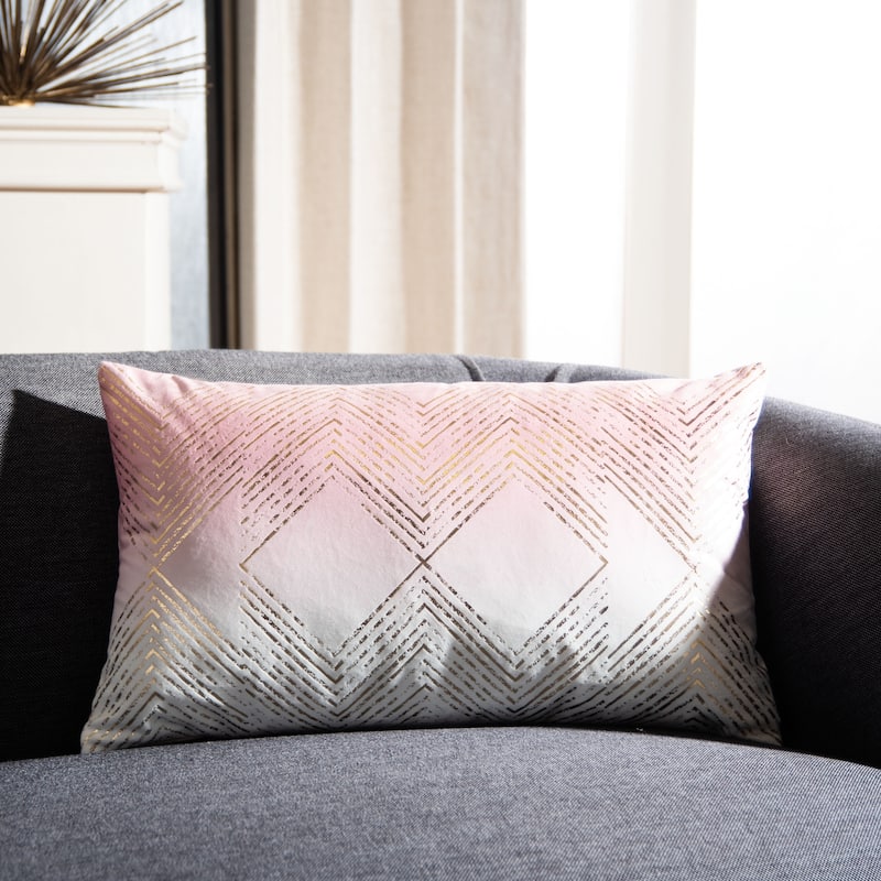 SAFAVIEH Yanne Art Deco Decorative Throw Pillow - Blush/Gold - 12Wx20L
