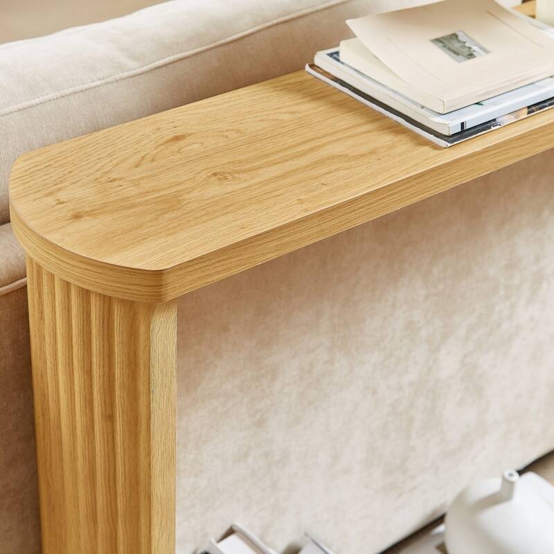 70.1" Narrow Wooden Sofa Table with Corrugated Texture for Entranceways and Living Room Décor