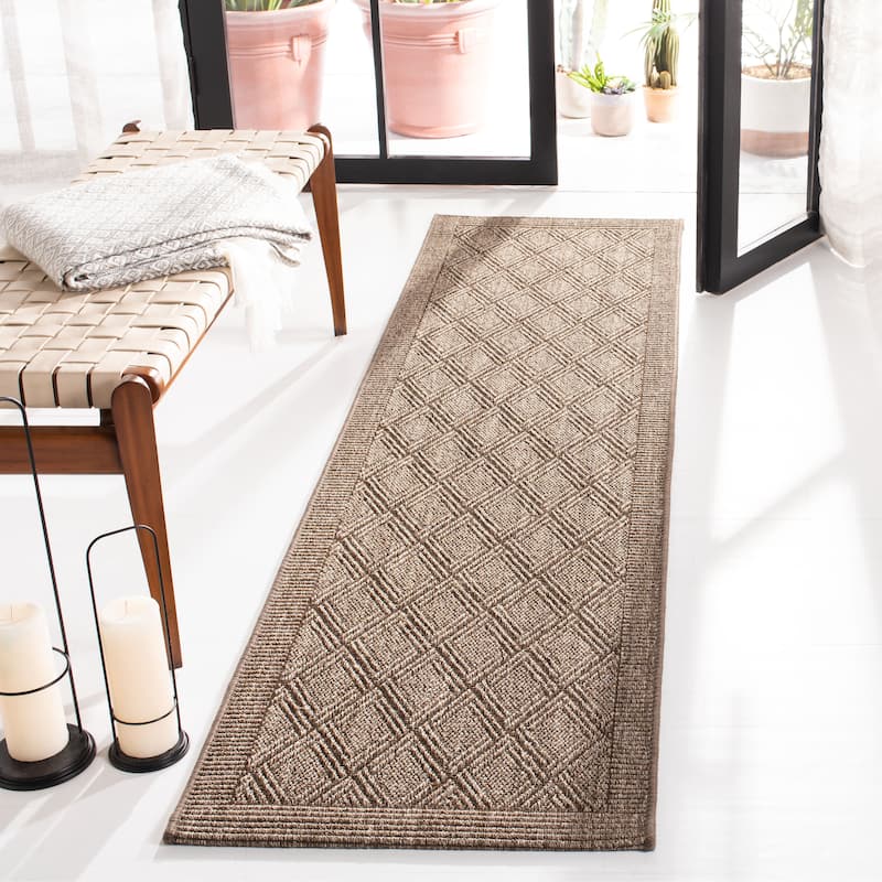 SAFAVIEH Palm Beach Tadako Trellis Sisal/ Jute Rug - 2' x 8' Runner - Silver