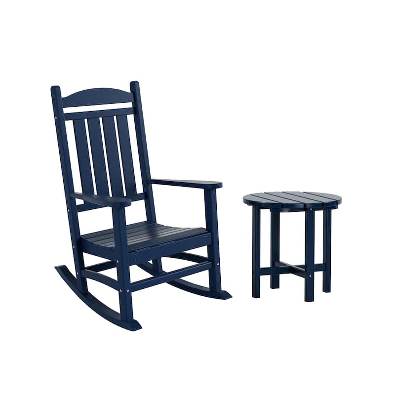 Laguna Hdpe All Weather Outdoor Patio Rocking Chair With Side Table (2-Piece Set)