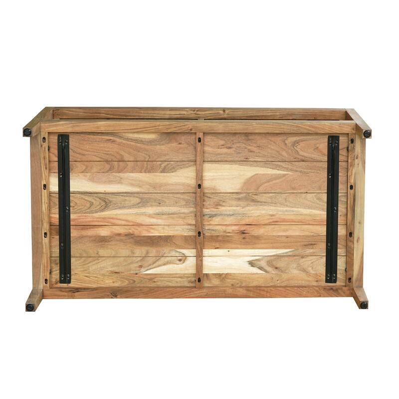 Wilton Handmade Lattice Base Wood Coffee Table, 33"W x 62"L x 18"H, Light Brown Finish by Sevita - 33"W x 62"L x 18"H