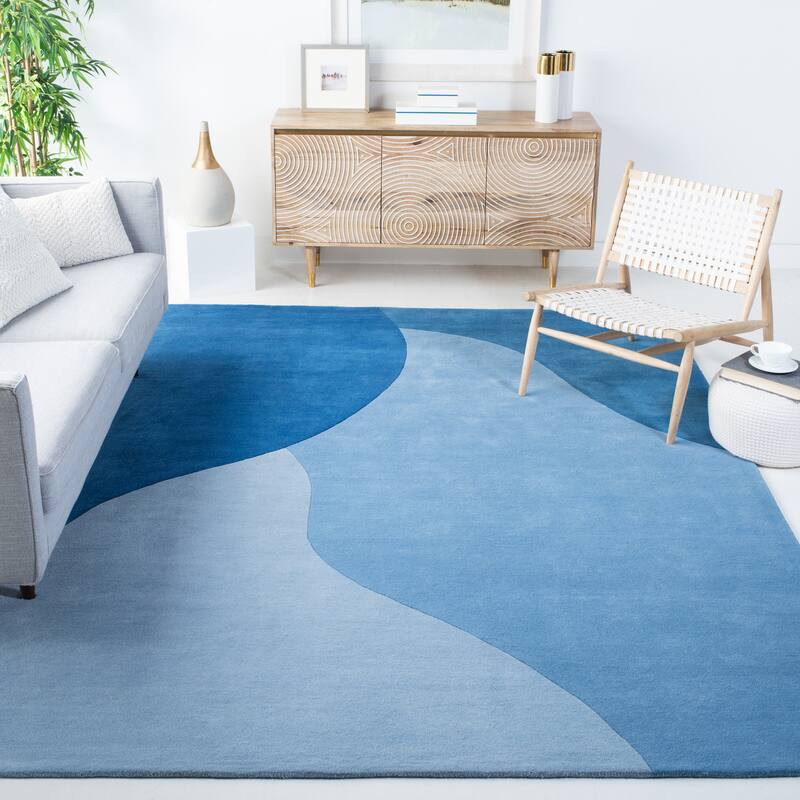 SAFAVIEH Handmade Fifth Avenue Geert Mid-Century Modern Wool Rug - 10' x 14' - Blue
