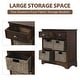preview thumbnail 36 of 48, 28” Farmhouse Solid Wood Storage Cabinet with Two Drawers and Four Rattan Baskets
