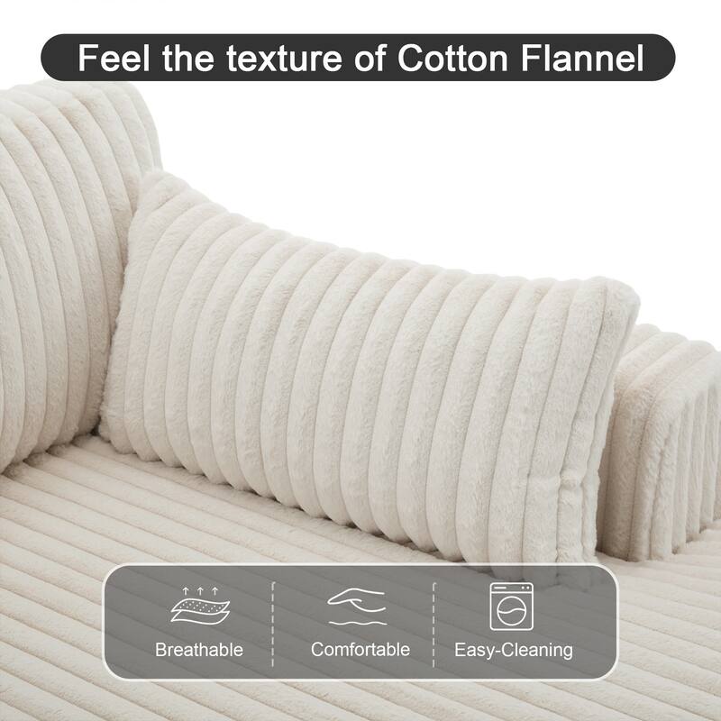 Modern Modular Flannel Fabric Upholstered Sectional Sofa with Square Arm