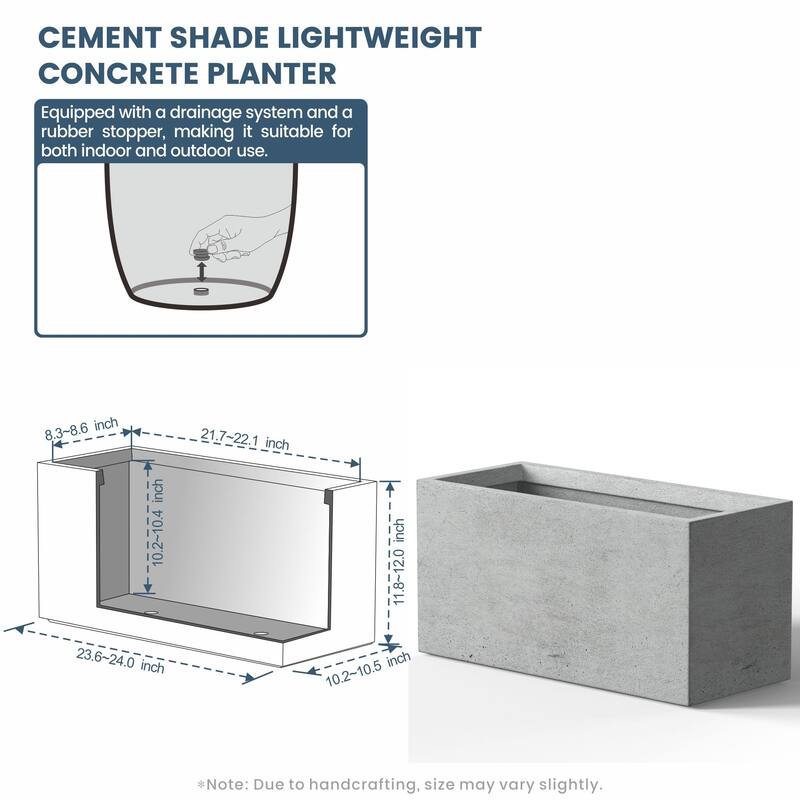 Tall Concrete Rectangle Plant Boxes / Large Indoor and Outdoor Flower Planters