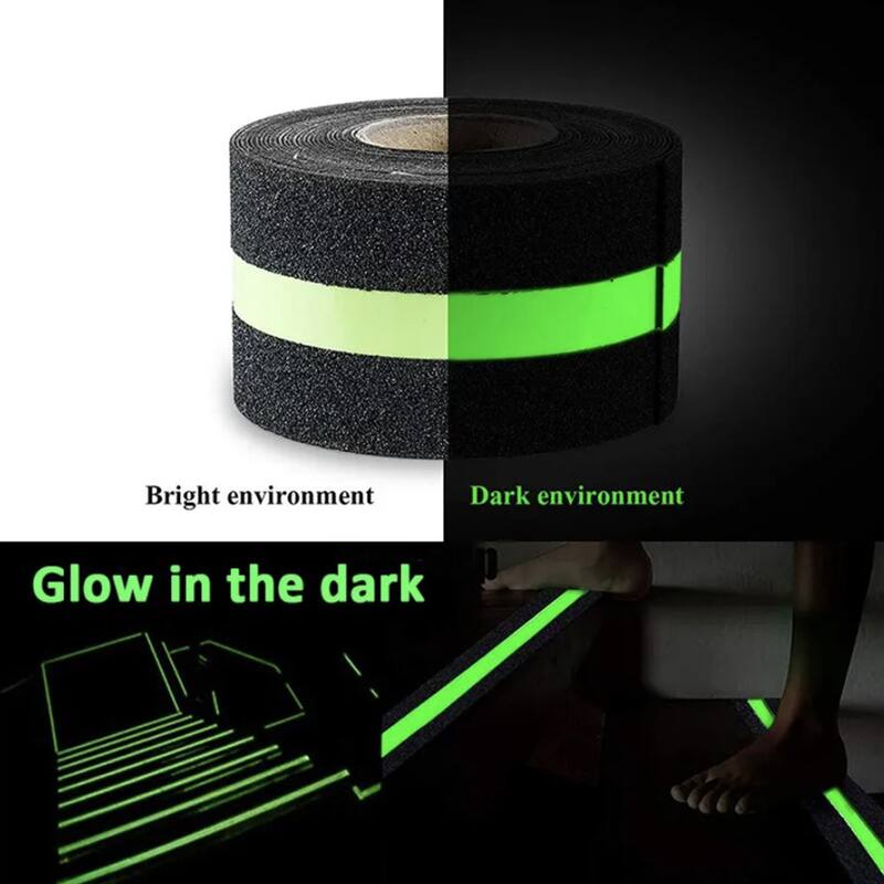 Non-Slip Glow In The Dark Tape - Heavy Duty Grip Tape For Stairs - Waterproof Safety Anti Slip Tape For Staircase, Dark Areas