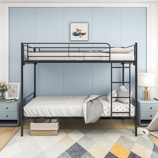 Twin Over Twin Metal Bunk Bed with Ladder and Under,Bed Storage, Reinforced Frame