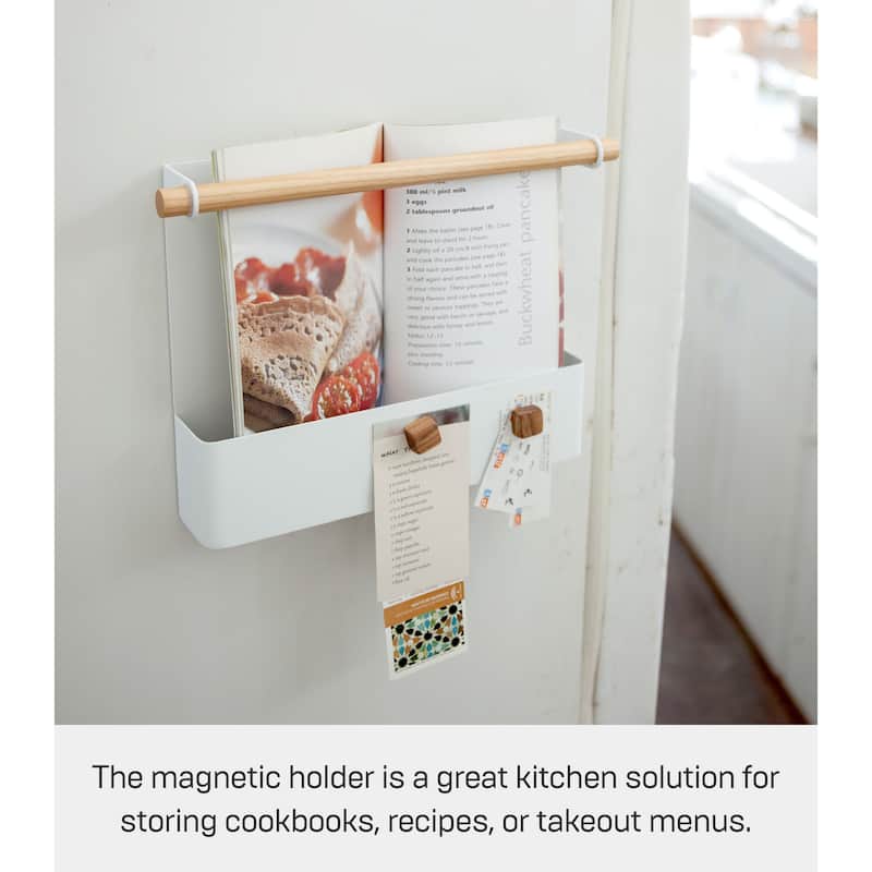 Yamazaki Home Magnetic Storage Pocket, Steel and Wood - L 2.17 x W 10.83 x H 7.87 inches