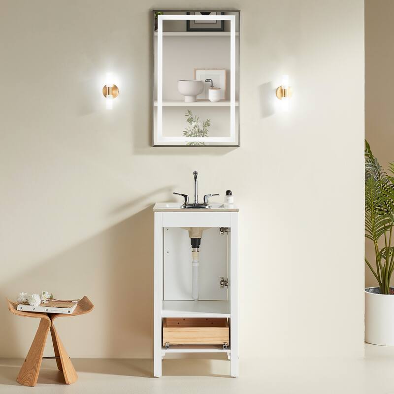 Fully Assembled 18" Freestanding Single Bathroom Vanity with Top