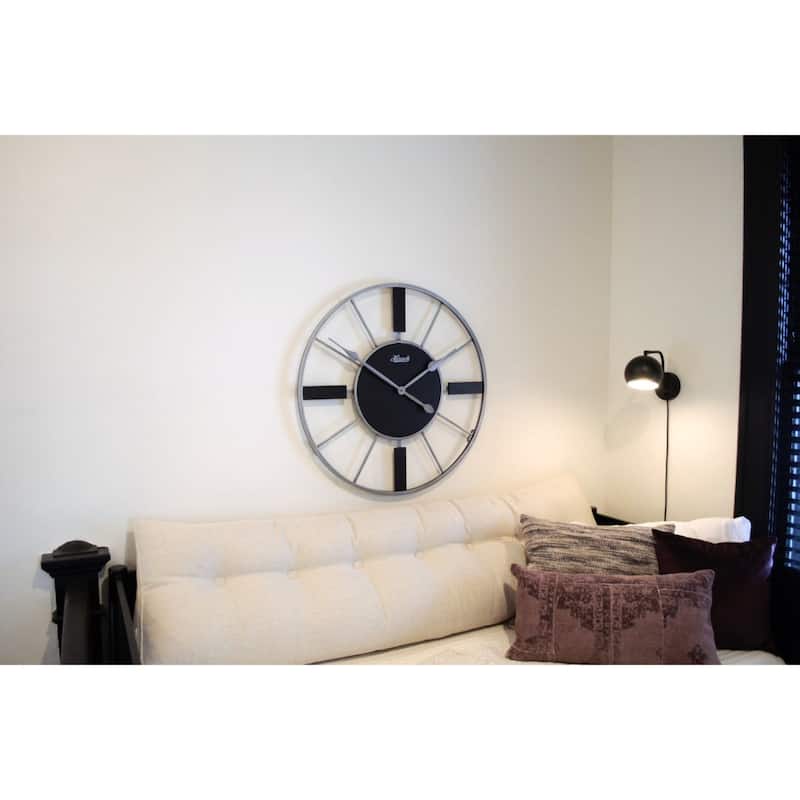 Wrought Iron Gallery Wall Clock - 32" - Black and Silver