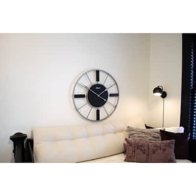 Wrought Iron Gallery Wall Clock - 32" - Black and Silver
