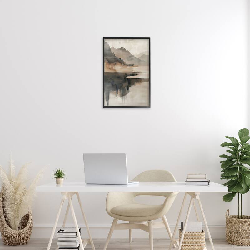 Stupell Layered Opaque Mountain Reflection Framed Giclee Art Design By LSR Creative Studio
