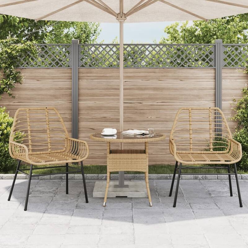 vidaXL Patio Chairs with Cushions Seating Garden Outdoor 2 Pcs Poly Rattan - 23.6 x 22.4 x 33.9 in