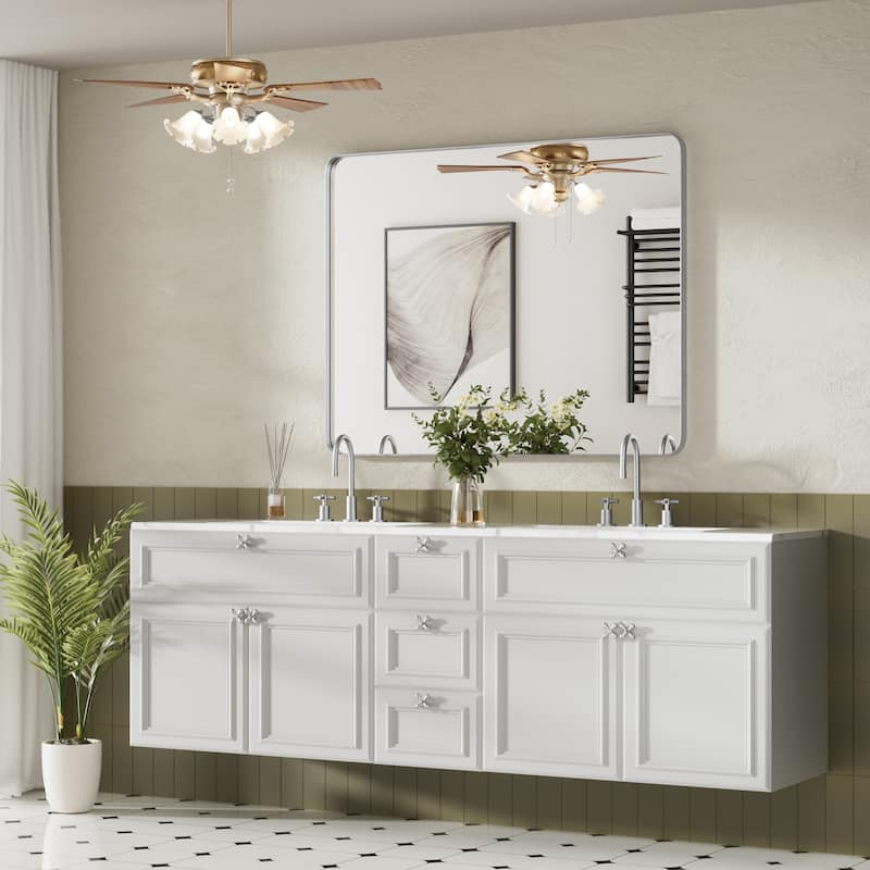 Wall Mirror Vanity Mirror Bathroom Mirror with Round Corner (1 Piece)