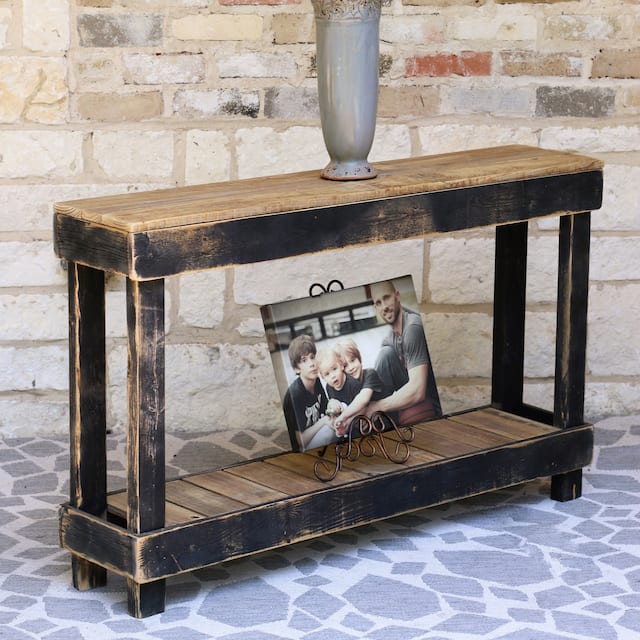 Luxe Combo Console Table - Black - Assembled - Farmhouse/Cabin & Lodge - Reclaimed Wood