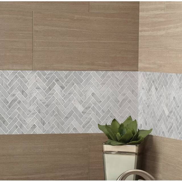 12"x12"x0.38" Marble Mosaic Decorative Floor and Wall Tile