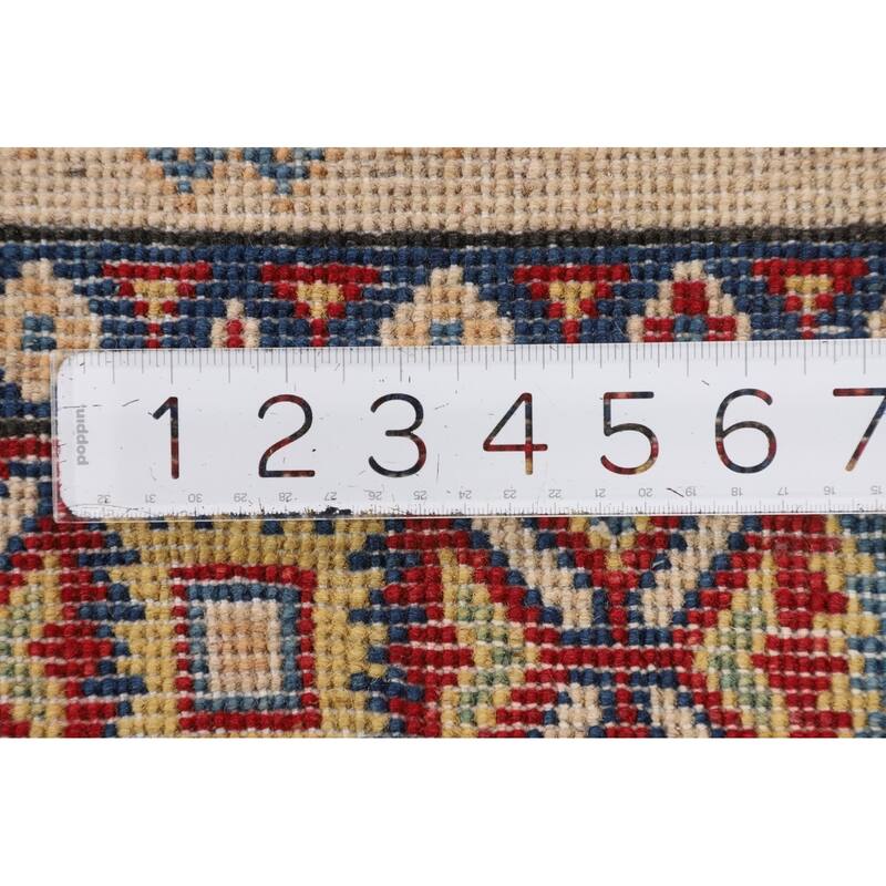 Geometric Kazak Rug Handmade Wool Carpet - 2'10" x 4'3"