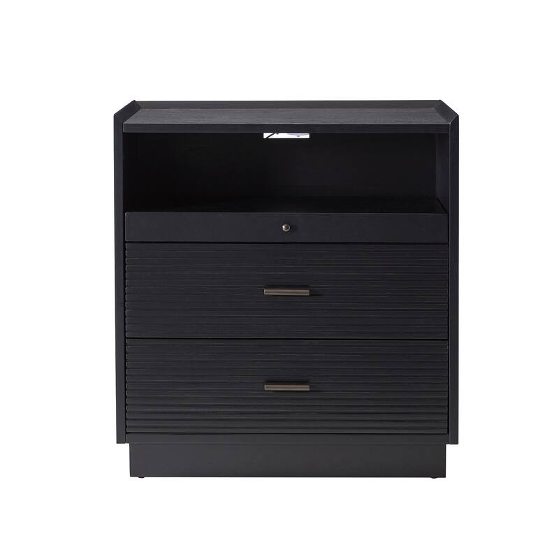 Lorenz Mid-century Modern End Table with Charge Station and LED Light by HULALA HOME