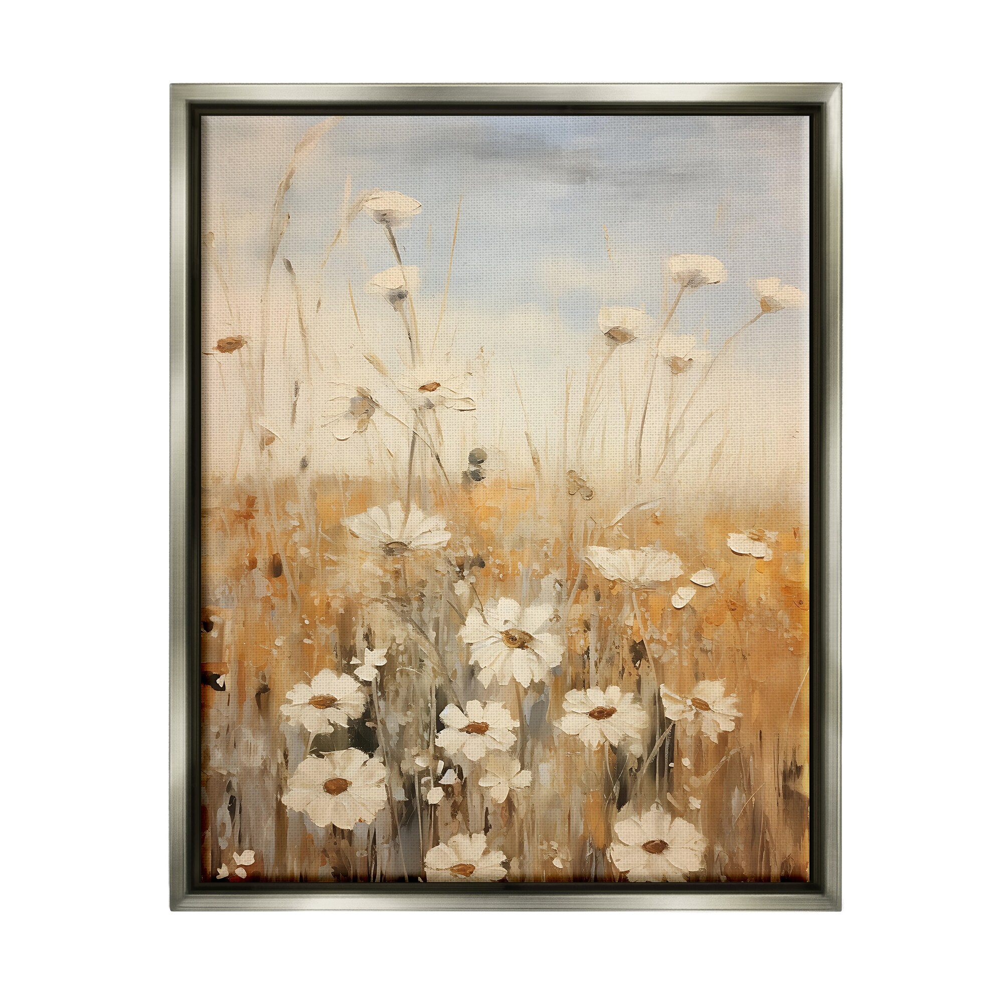 Stupell Daisy Meadow Painting Framed Floater Canvas Wall Art Design by Petals Prints Design