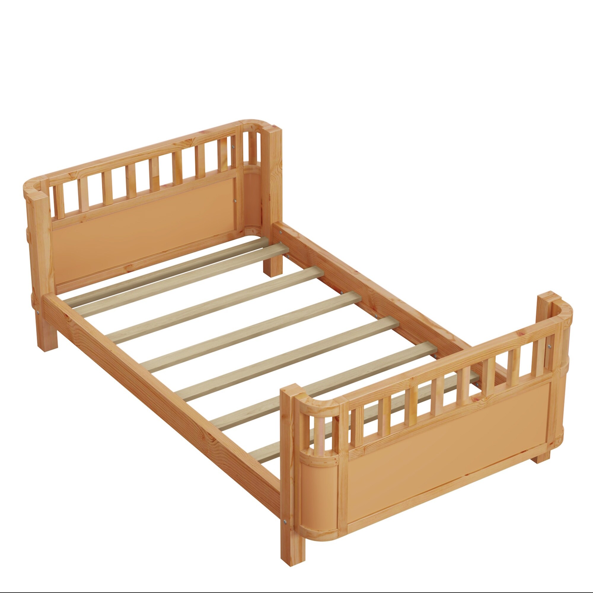 Low Platform Bed with Slats Support, Montessori Bed Frame, Daybed with Detachable Side Rails