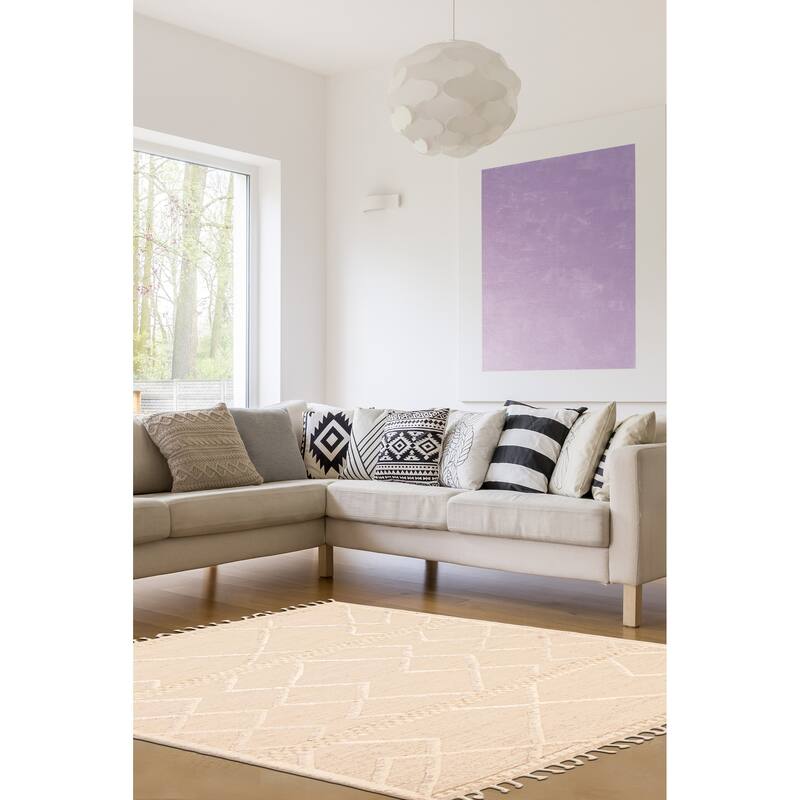 ECARPETGALLERY Hand-knotted Tangier Cream Wool Rug - 8'2 x 10'0