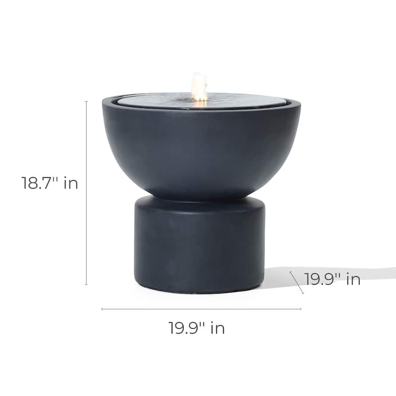 Dark Gray Resin Round Bubbler 18.7" Tall Outdoor Fountain with Lights