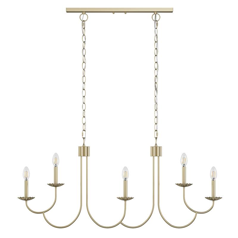 Industrial Gold 5-Light Candle Chandelier Fixture Over Table for Dining Room Kitchen Island