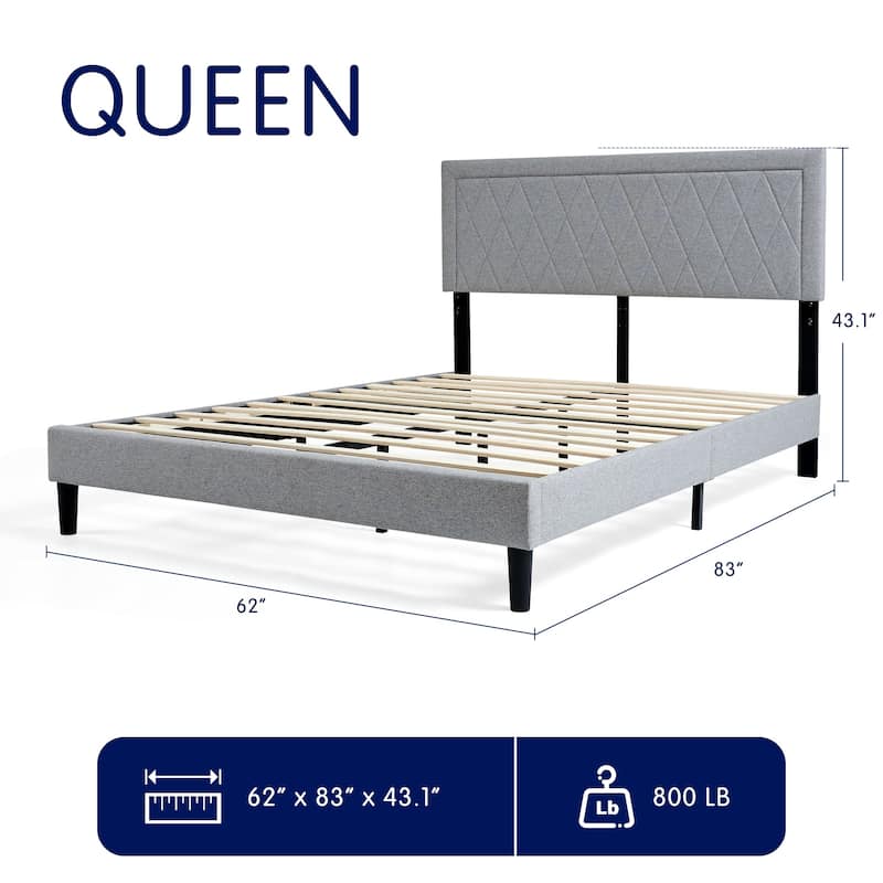 Subrtex Modern Upholstered Bed Frame,Solid wood Platform,No Box Spring Needed