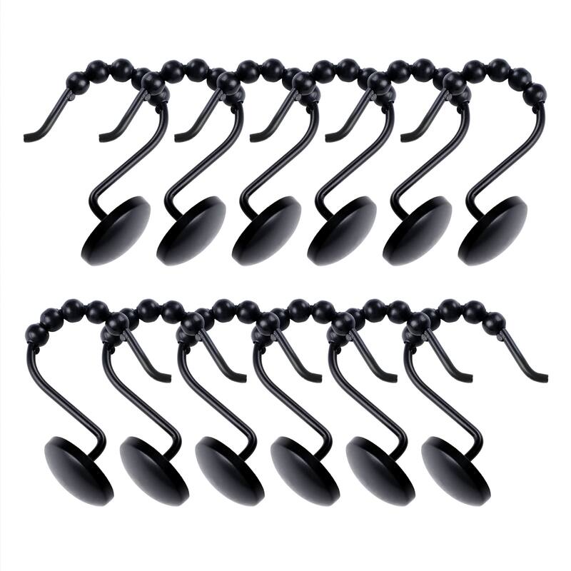 Utopia Alley Shower Hooks - Rust Resistant Roller Shower Curtain Hooks for Shower Curtain - Set of 12