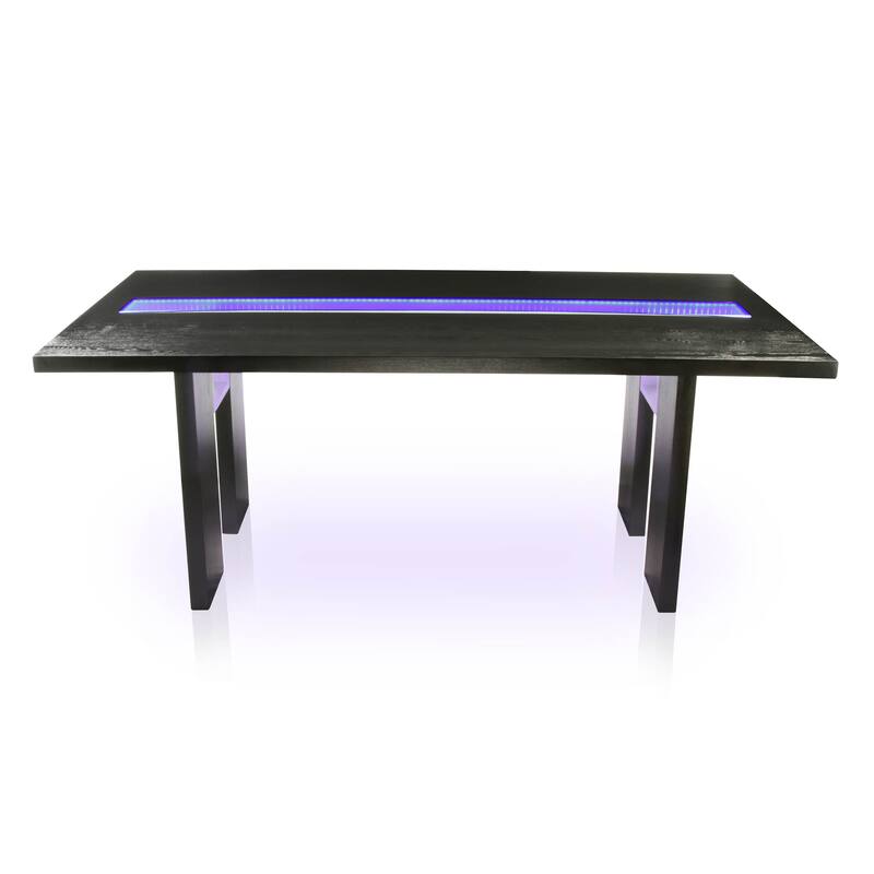 Furniture of America Lumina Contemporary 76-inch Glass Dining Table With LED