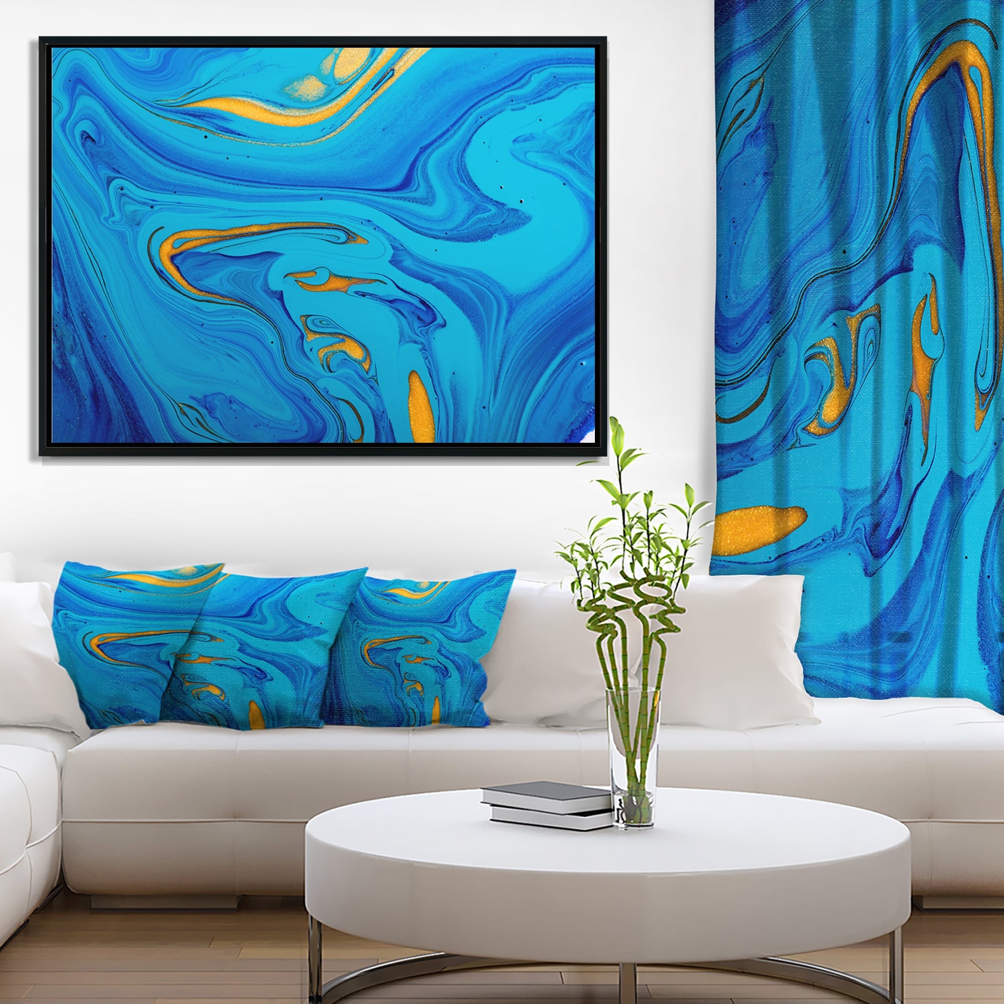 Shop Designart Light Blue Abstract Acrylic Paint Mix Abstract