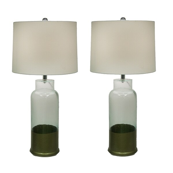 Shop Clear Blue & Antique Gold Banded Glass Table Lamp ...