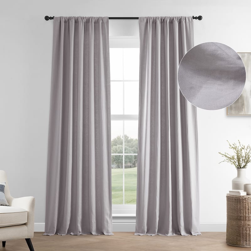 Exclusive Fabrics French Linen Room Darkening Curtains Panel - Elegant luxurious Drapes (1 Panel) - 50 X 84 - Earl Grey