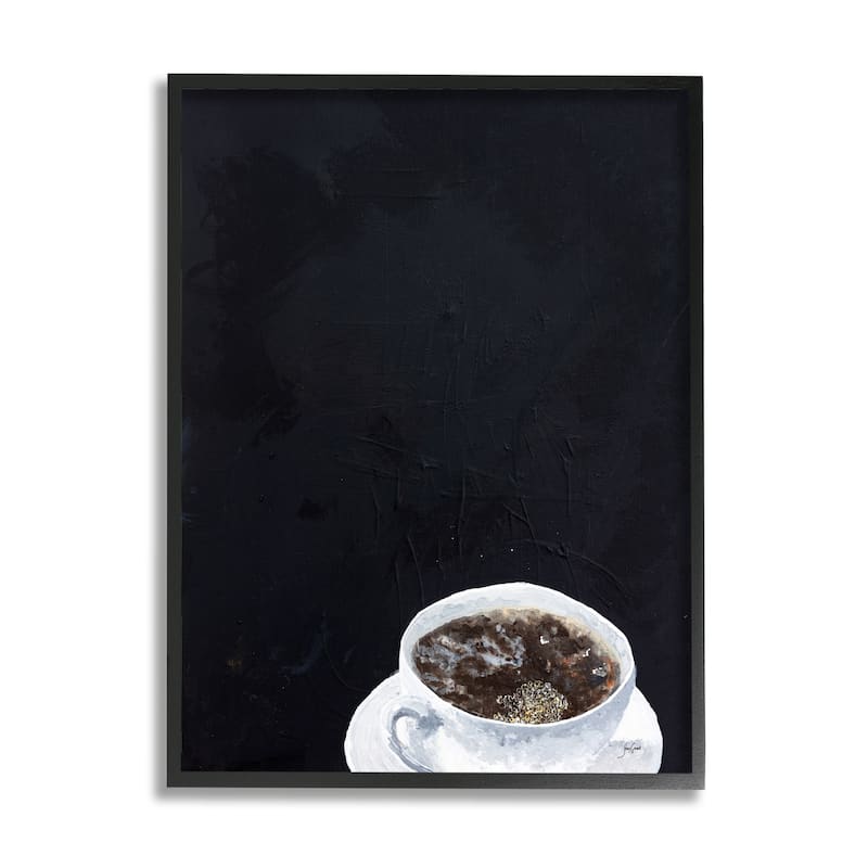 Stupell Contemporary Coffee Cup Saucer Breakfast Kitchen Drink Framed Wall Art, Design by Stacy Gresell - 16 x 20 - Black