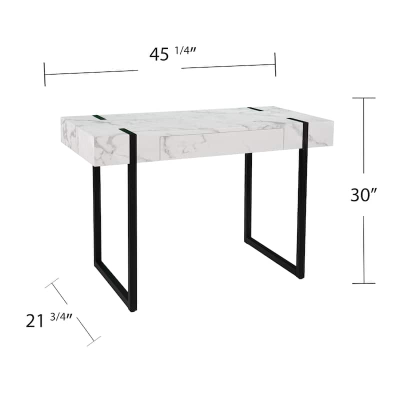 SEI Furniture Kiernan Contemporary White Faux Marble Desk