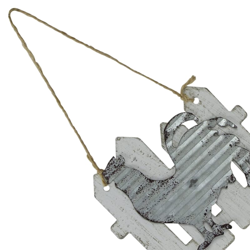 4" Country Rustic Rooster and White Picket Fence Christmas Ornament
